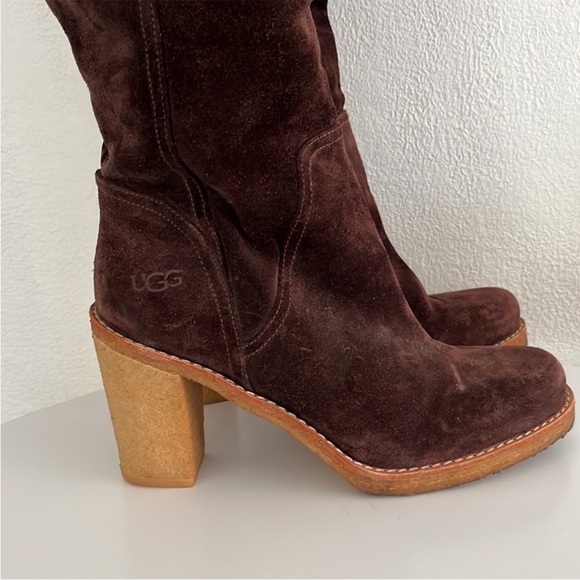 Ugg dark brown suede heeled boots - Picture 6 of 12